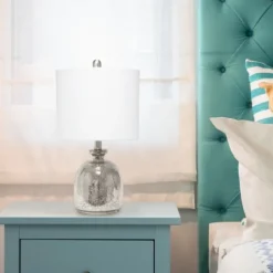Kirkland's Home Mercury Hammered Glass Shade Table Lamp- Table Lamps