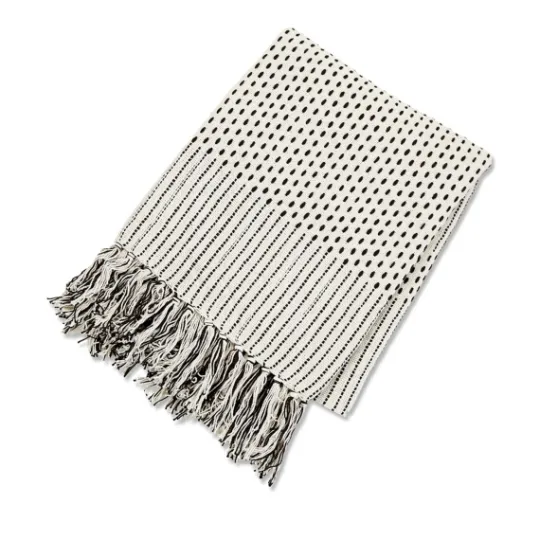 Kirkland's Home Merle Black And White Fringe Throw- Blankets & Throws