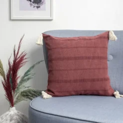 Kirkland's Home Merlot Striped Organic Cotton Throw Pillow- Pillows