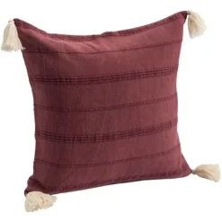 Kirkland's Home Merlot Striped Organic Cotton Throw Pillow- Pillows