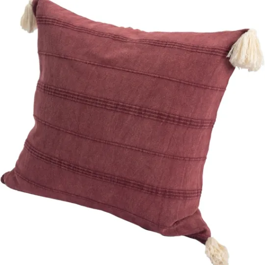 Kirkland's Home Merlot Striped Organic Cotton Throw Pillow- Pillows