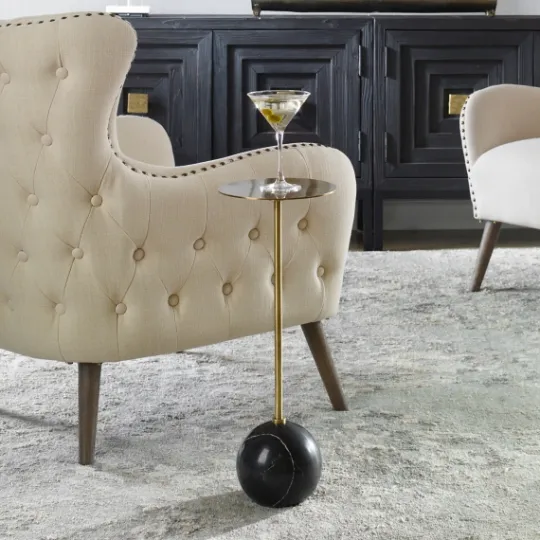 Kirkland's Home Metal & Round Black Base Cocktail Table- Accent & End Tables