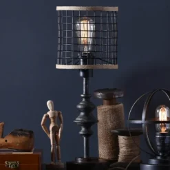 Kirkland's Home Metal And Burlap Edison Lamp- Table Lamps