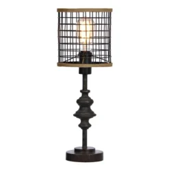 Kirkland's Home Metal And Burlap Edison Lamp- Table Lamps