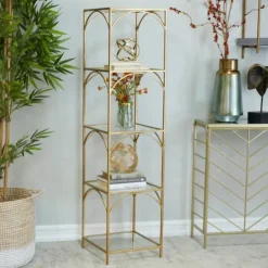 Kirkland's Home Metal And Clear Glass 4-Tier Shelf- Bookshelves
