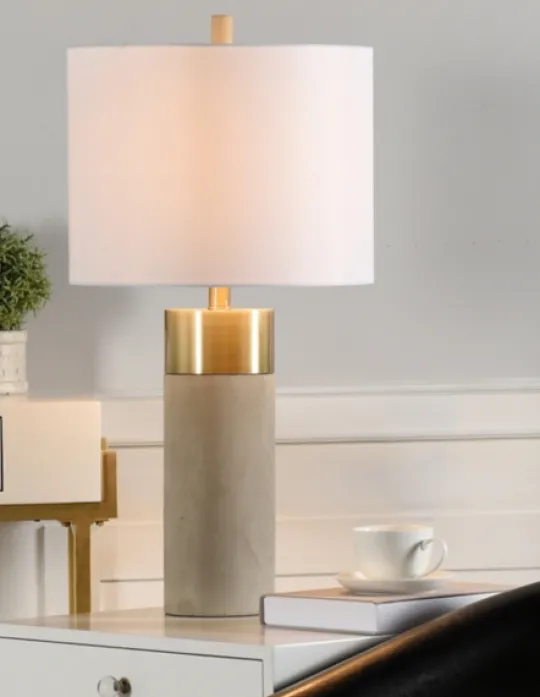 Kirkland's Home Metal And Concrete Cylindrical Table Lamp- Table Lamps