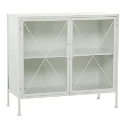 Kirkland's Home Metal And Glass X-Door Cabinet- Cabinets & Sideboards