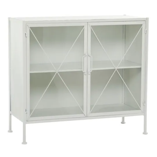 Kirkland's Home Metal And Glass X-Door Cabinet- Cabinets & Sideboards