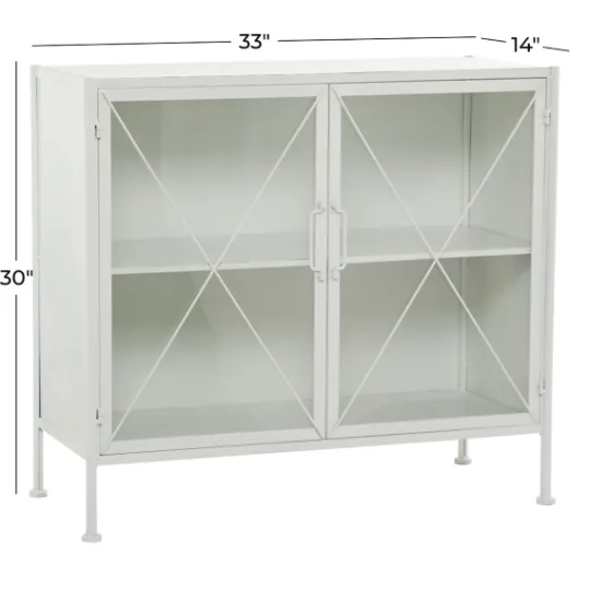 Kirkland's Home Metal And Glass X-Door Cabinet- Cabinets & Sideboards