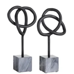 Kirkland's Home Metal And Marble Abstract Sculptures, Set Of 2- Statues & Figurines