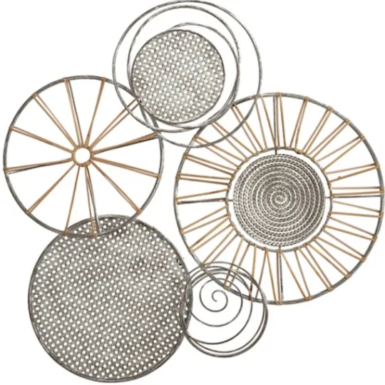 Kirkland's Home Metal And Rattan Cord Discs Wall Sculpture- Wall Plaques