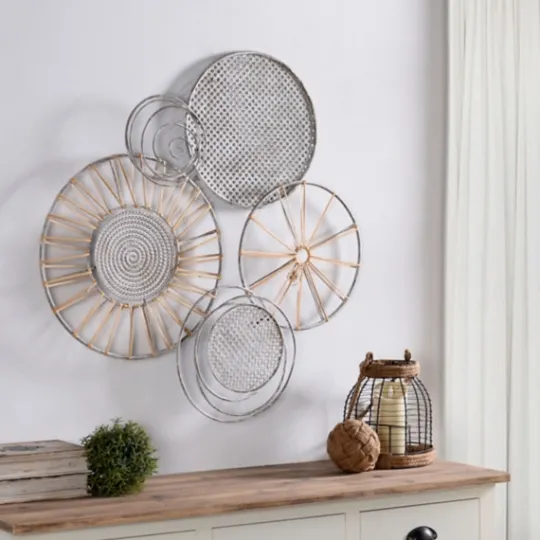 Kirkland's Home Metal And Rattan Cord Discs Wall Sculpture- Wall Plaques