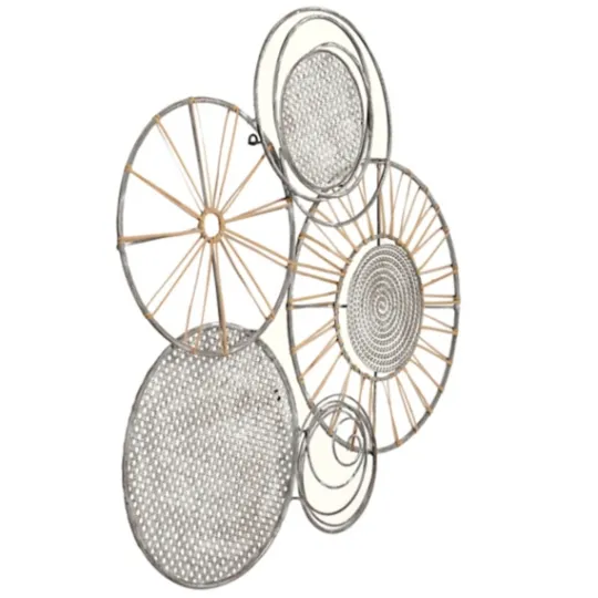 Kirkland's Home Metal And Rattan Cord Discs Wall Sculpture- Wall Plaques