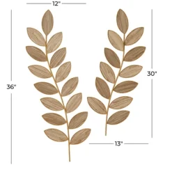 Kirkland's Home Metal And Reed Leaf Wall Plaques, Set Of 2- Wall Plaques