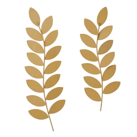 Kirkland's Home Metal And Reed Leaf Wall Plaques, Set Of 2- Wall Plaques