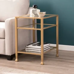Kirkland's Home Metal And Tempered Glass Side Table- Accent & End Tables