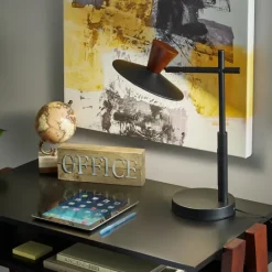 Kirkland's Home Metal And Walnut Wood Table Lamp- Table Lamps
