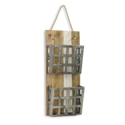 Kirkland's Home Metal And Wood 2-Tier Mail Holder Wall Plaque- Wall Storage
