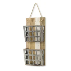 Kirkland's Home Metal And Wood 2-Tier Mail Holder Wall Plaque- Wall Storage