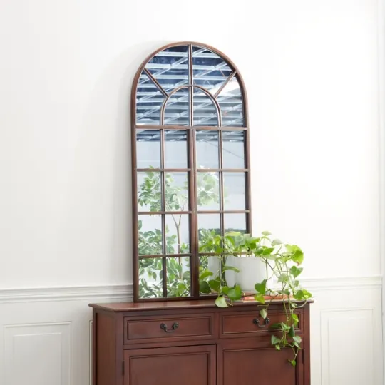 Kirkland's Home Metal Arch Frame Windowpane Wall Mirror- Decorative Mirrors