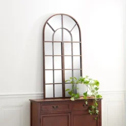 Kirkland's Home Metal Arch Frame Windowpane Wall Mirror- Decorative Mirrors