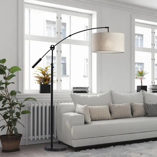Kirkland's Home Metal Arched Oversized Shade Floor Lamp- Floor Lamps