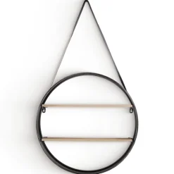 Kirkland's Home Metal Circle Wall Shelf With Leather Strap- Shelves