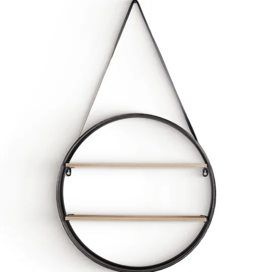 Kirkland's Home Metal Circle Wall Shelf With Leather Strap- Shelves