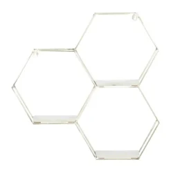 Kirkland's Home Metal Frame And White Marble Wall Shelf- Shelves