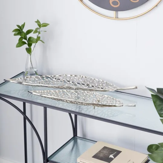 Kirkland's Home Metal Leaf Trays, Set Of 2- Decorative Trays