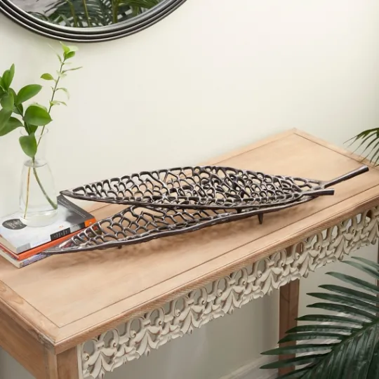 Kirkland's Home Metal Leaf Trays, Set Of 2- Decorative Trays