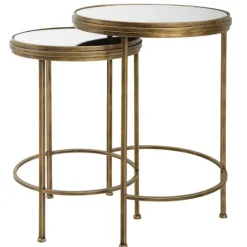 Kirkland's Home Metal Mirror Top 2-Pc. Nesting Side Table Set- Accent & End Tables