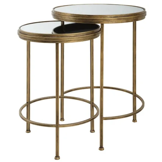 Kirkland's Home Metal Mirror Top 2-Pc. Nesting Side Table Set- Accent & End Tables
