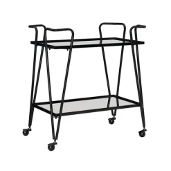 Kirkland's Home Metal Mirrored Shelves Bar Cart- Kitchen Islands & Bar Carts