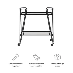 Kirkland's Home Metal Mirrored Shelves Bar Cart- Kitchen Islands & Bar Carts