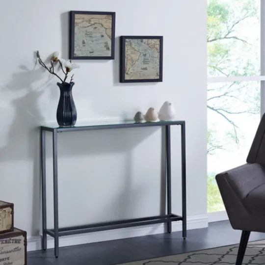 Kirkland's Home Metal Mirrored Top Slim Console Table- Console Tables
