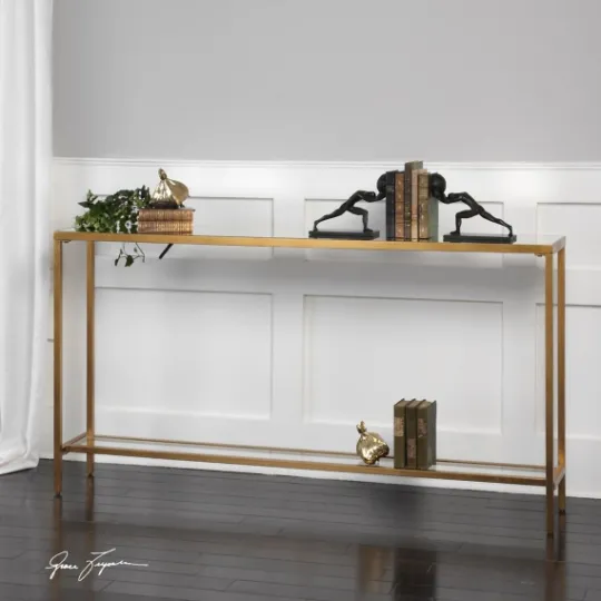 Kirkland's Home Metal Mirrored Top Slim Console Table- Console Tables