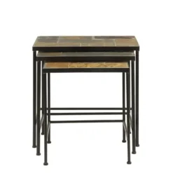 Kirkland's Home Metal Nesting Slate Top Accent Tables, Set Of 3- Accent & End Tables