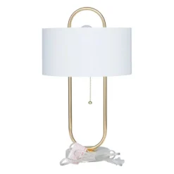 Kirkland's Home Metal Open Loop Stem White Round Table Lamp- Table Lamps