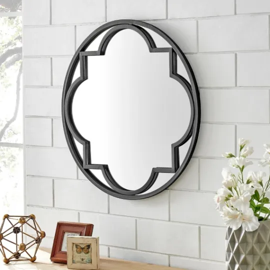 Kirkland's Home Metal Quatrefoil Round Frame Wall Mirror- Decorative Mirrors
