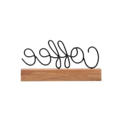 Kirkland's Home Metal Script Coffee Wood Block- Statues & Figurines