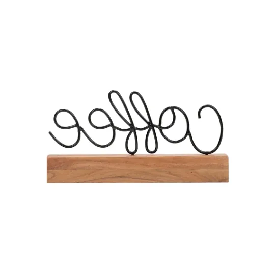 Kirkland's Home Metal Script Coffee Wood Block- Statues & Figurines