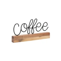 Kirkland's Home Metal Script Coffee Wood Block- Statues & Figurines