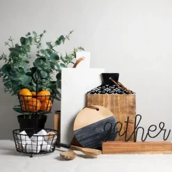 Kirkland's Home Metal Script Gather Wood Block- Statues & Figurines
