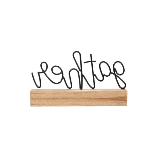 Kirkland's Home Metal Script Gather Wood Block- Statues & Figurines