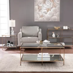 Kirkland's Home Metal 3-Tier Mirrored Console Table- Console Tables