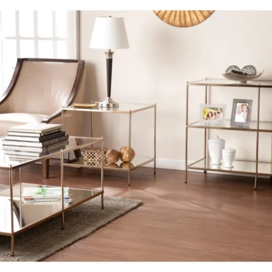 Kirkland's Home Metal 3-Tier Mirrored Console Table- Console Tables