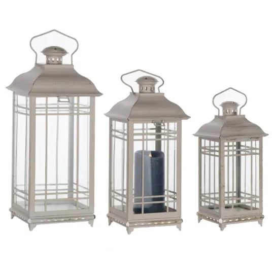 Kirkland's Home Metal Windowpane Lanterns, Set Of 3- Lanterns
