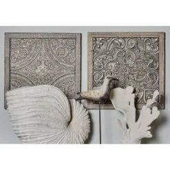Kirkland's Home Metallic Carved Fir Wood Wall Plaques, Set Of 4- Wall Plaques
