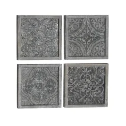 Kirkland's Home Metallic Carved Fir Wood Wall Plaques, Set Of 4- Wall Plaques